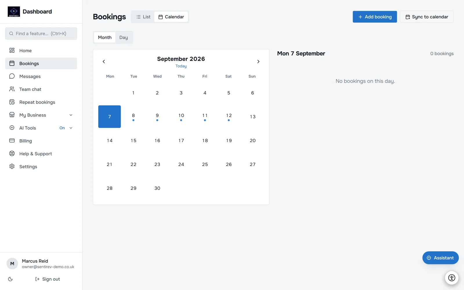 Diary and calendar in SENTIREV