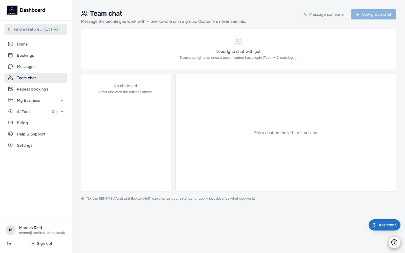 SENTIREV Assistant in SENTIREV